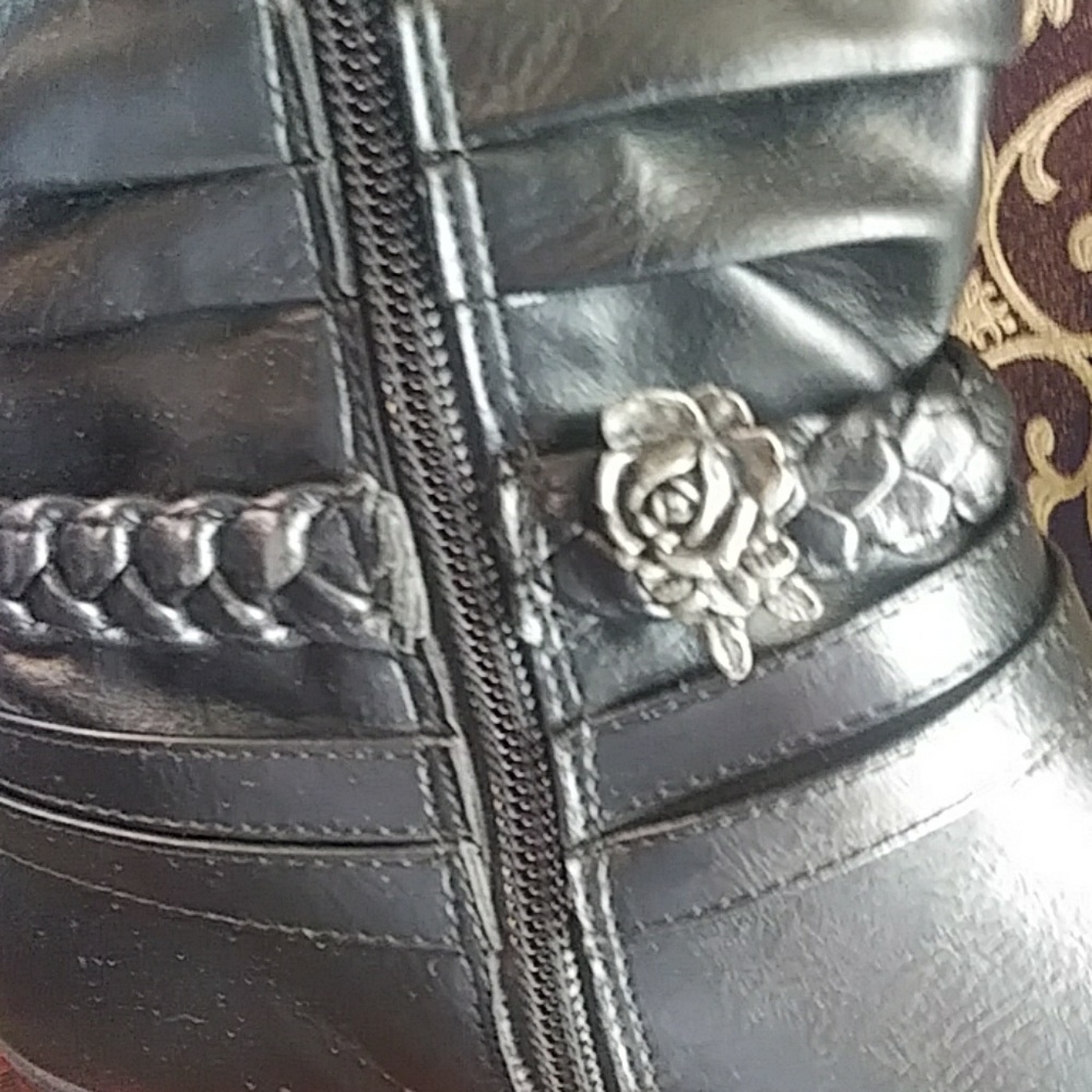 ANTIQUE Pewter Rose Shoe Clip-Rare SHOE JEWELRY Unique Mid Century - Picture 4 of 5